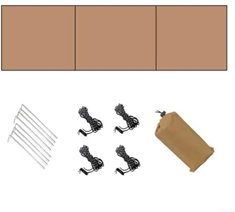 Paravent pour tente d'extérieur en tissu Oxford avec revêtement argenté, léger, pliable, coupe-vent, pour plage, herbe, camping rocher (type C, kaki)