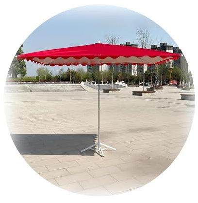 Rectangular Sombrilla De Playa, Sombrilla Terraza Exterior 195x195cm, Sombrilla Playa Grande Parasoles De Jardin Con Soporte, Resistente Al Agua Y A Los Rayos Uv Sombrillas Jardín(Red)