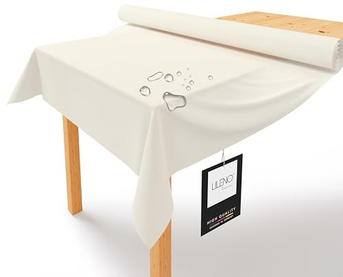 LILENO HOME Rouleau de nappe lavable en rouleau - 1,10 x 25 m - Crème - Aspect tissu - Vendu au mètre - Jetable - Alternative