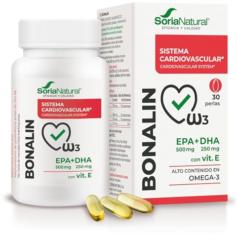 Bonalin EPA + DHA, 30 perlas, Soria Natural | Omega 3 - Aceite de pescado - Ácidos grasos esenciales - Uso diario - Bienestar cardiovascular