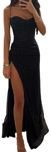 OULIWANGLUO Damen Neckholder Schlitz Lange Abendkleid Sexy Elegant Hochzeit Cocktailkleid Lang Hochzeitsgäste Partykleid Maxi Kleider