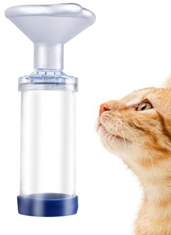 Inhalator-Abstandshalter für Katzen/Hunde – effektiver Hand-Abstandshalter mit Inhalationsventil mit geringem Widerstand – Aerosolkammer-Inhalator für einfaches Atmen. Inhalationskammer für Haustiere