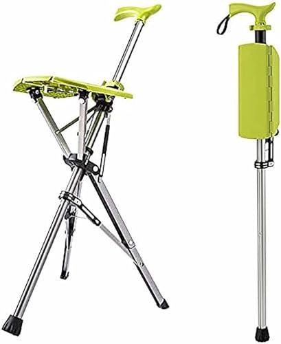 Bastón plegable con asiento, trípode con asiento, silla de muleta, ayuda para caminar para ancianos, aleación de aluminio, antideslizante