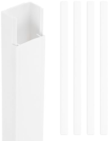 sourcing map 4pcs Cord Hider Wall 17inx1.2inx0.6in (LxWxH) PVC Cable Cover Self Adhesive Wire Hider Wall Mounted TV Cable Raceway for Cables Management (68in Total Length)
