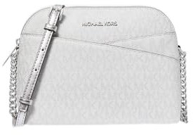 Michael Kors Jet Set Medium Crossbody Leder Handtasche, silber