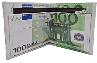 Millionär Portemonnaie im Euroschein Design, Geschenkidee, Einhundert € Geldschein, Wallet, Zweihundert Euro Banknote (100€ Grün)