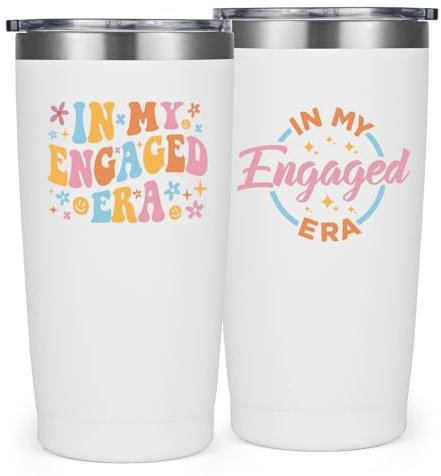 Livole Engagement Gifts, Engagement Presents for Couples, Bride to be Gift, in My Engaged Era, Gifts for Fiancee, Bride to be, Wedding Coffee Mug, Engaged Mugs, 20oz Wine Tumbler, 600ml Travel Mug
