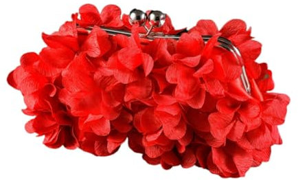 GreatRise Damen Clutch Blumen Satin Abendtasche Elegante Brauttasche Modisch Handtasche Crossbody Tasche mit Kette, Kisslock, Umhängetasche Geldbörsen für Hochzeit Abschlussball Party Rot