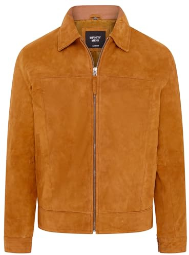 Mens Classic 100% Genuine Goat Suede Leather Harrington Biker Jacket