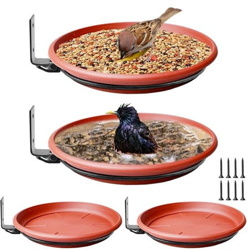 4 Stücke Vogelfutterspender Und Vogeltränke, Vogeltränke Winterfest, Vogeltränken Für Den Garten, Vogelfutterhaus Balkongeländer, Vogeltränke Balkon, Vogeltränke Stehend für Hof, Rasen, Balkon