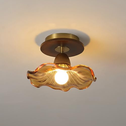 LIGKIN Deckenleuchte Retro Industrielle Kronleuchter Glas Kreative Hängeleuchte E27 Glasschirm Ø23cm Deckenlampe Vintage für Schlafzimmer Esszimmer Flur