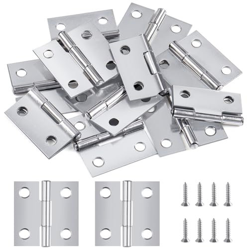 25 mm × 25 mm Hinges Foldable Small, Pack of 24 Stainless Steel Door Hinge Piano Band Outdoor Hinge Mini Hinge for Doors Windows Cabinets with 96 Screws