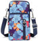 Narunii Petit Sac Téléphone Portable Femme,Sac de téléphone Portable,Bandoulière Portefeuille Poche,Crossbody Pochette Sacoche Running (Fleurs Bleues)