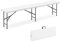GOPLUS Banc Exterieur Jardin Pliant pour 4 Personnes, Banquette Exterieur Jardin Portable avec Pieds Métalliques, Verrou de Sécurité et Poignée, Idéal pour Pique-niques et Camping (Classique,Blanc)