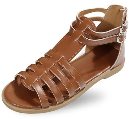 Stivali Zeppe Nere Da Donna Mollet Large Sandali estivi a punta aperta in pelle con cerniera posteriore per le donne, scarpe comode Stivali a metà polpaccio Per Le Donne In Pelle, marrone, 38 EU