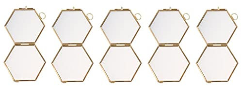 ＡＷＨＡＯ 5X Bilderrahmen Fotorahmen Hängen Hexagon Form Glasbild Fotorahmen Kupfer