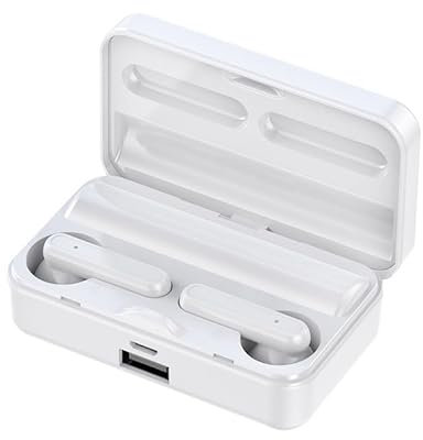 lvifloae Casque Bluetooth dans Le Casque Bluetooth sans Fil S20 Conception de Miroir Noir Brillant BT5.3 Connectivité Stable Opération de contrôle Tactile adapté à l'ordinateur Mobile (Blanc)