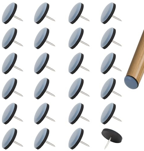 Patins Glisseurs pour Meubles 24pcs 25mm en Téflon Rond, Coulisses à Clou pour Chaises Canapé Table Bureau, Dessous de Chaise Anti-Bruit Protection Sol, Faciles à Déplacer Meubles Lourds