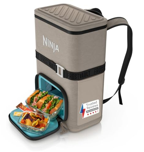 Ninja FrostVault Go 17 litre 24Can Backpack Outdoor Soft Cooler FF124EUUKCS | with Cold Dry Zone, Keeps ice for up to 24 hours, Beige