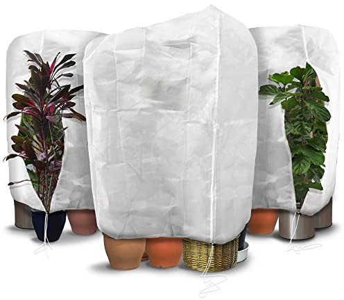 vounot® Lot de 3 Housse Hivernage pour Plantes en Polypropylème 80g/m² Voile d’Hivernage avec Cordon de Serrage et Zip Housse de Protection pour Plantes Réutilisable Résistant 200x240cm