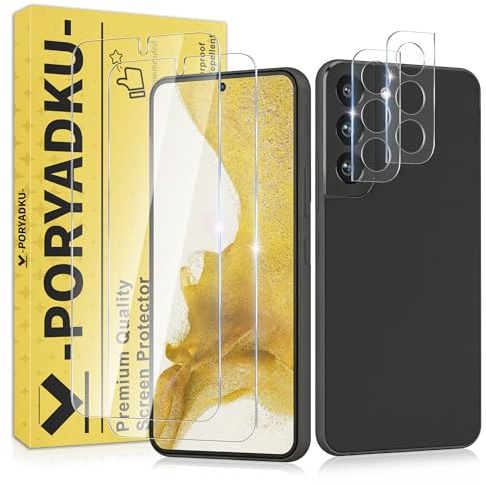 2+2 Pièce Verre Trempé pour Samsung Galaxy S22 and Caméra Protecteur, Déverrouillage d'empreintes digitales, Sans Bulle, Ultra HD, 9H Dureté, Protection Écran pour Samsung Galaxy S22 5G