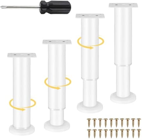 4 Pièces Pied de Meuble Reglable 18-30 cm Pied de Support de Meubles | Pied de Meuble 18-30cm Pieds d'Appareil Réglables Pied Lit Réglable pour Meubles Tableaux Pied Meuble Reglable Hauteur(Blanc)