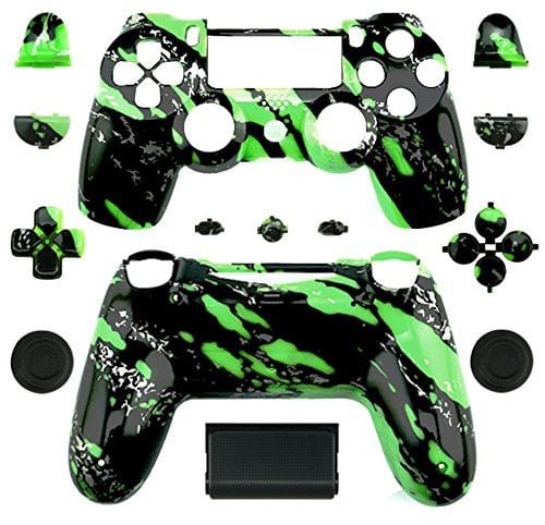 Funda especial personalizada con botones para controlador inalámbrico PS4, piel de salpicaduras verde