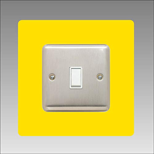 single LIGHT SWITCH SURROUND | square | acrylic back panel or finger plate | plug, font colour:yellow