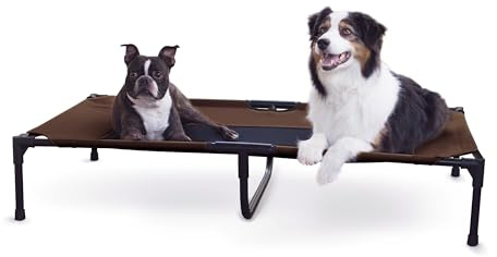 K&H PET PRODUCTS Large Dog Cot Bed - Elevated, Cooling, Washable, Portable - Heavy Duty Metal Frame - X-Large, Chocolate/Black Mesh