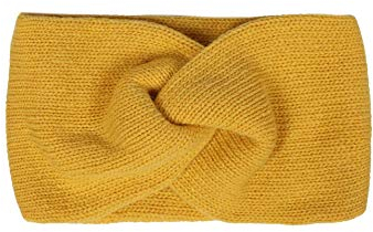 Zwillingsherz Stirnband mit Zopf-Knoten - Hochwertiges Strick-Kopfband für Damen- Kaschmir - Ohrenschutz - Haarband - warm weich und luftig für Frühjahr Herbst und Winter - gelb