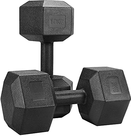 Yaheetech 2x10kg Portable Dumbbells Hand Weights Set Dumbbells for Home Fitness Sporting Training, Sold in Pair Black