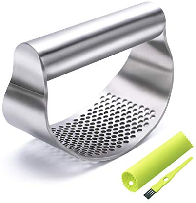 Knoblauchpresse Edelstahl Knoblauchzerkleinerer Spülmaschinenfest Ergonomischer Griff Knoblauchzerkleinerer Inklusive Silikon Schäler Reinigungsbürste Lustige Küchenwerkzeuge