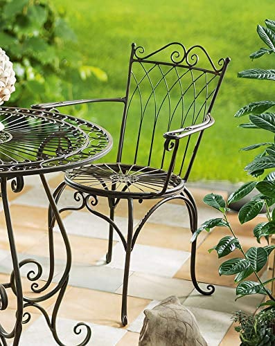 Dekoleidenschaft Bistrostuhl „Flair“ aus Metall, Antikoptik, Vintage Balkon & Gartenstuhl, Retro Terrassenmöbel, nostalgisch