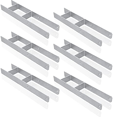 EINFEBEN Pfostenträger H-anker 121MM 6 Stück Pfosten Langlebig 121 x 600 x 60 mm Vierkantholzpfosten für Carport Zaun Pfosten