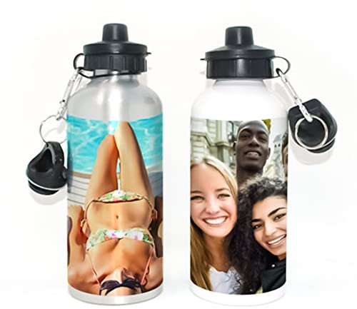 GIFART Borraccia Alluminio personalizzata varie dimensioni, colore bianco o silver (Bianco, 600ml)