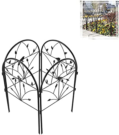 ksamwjf Schwarzer dekorativer Gartenzaun, wetterfester Blumenbeet-Zaun, im Freien beschichteter Gartenzaun-Paneel Barriere Eisen Faltkante Draht-Grenzzaun Zier für Terrassenlandschaft