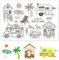 GLOBLELAND Silikonstempel Urlaub Klare Stempel EIS und Strand Transparente Stempel Siegel Hawaii Hütte Sonne Reisen Gummi Klare Briefmarken für Kartenherstellung und DIY Scrapbooking Dekor