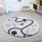 Paco Home Kinderteppich Teppich Rund Kinderzimmer Spielmatte Babymatte rutschfest Stern Mond Elefant Regenbogen, Grösse:Ø 120 cm Rund, Farbe:Weiß