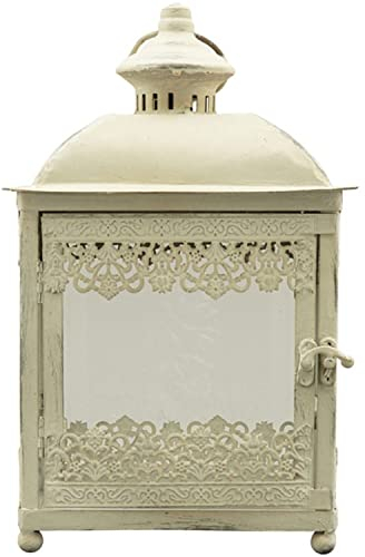 Arinosa Laterne Shabby Chic Vintage Metall weiß 20,5x12,5x33 cm