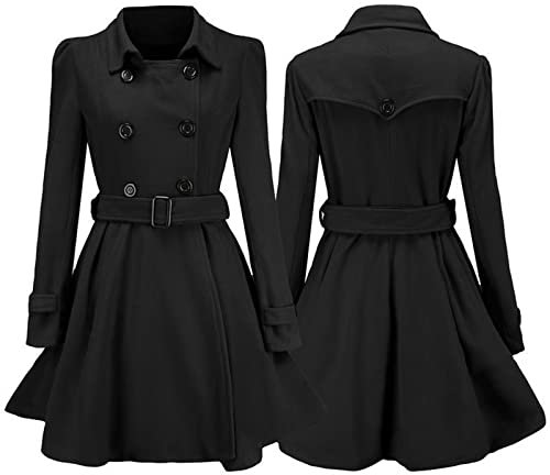 IQYU Kurzmantel Damen üBergang Elegant Trenchcoat Damen Kurz Herbstjacke Langarm Wollmantel Mit GüRtel Cabanjacke Knielang Wolljacke Herbst Winter üBergangsjacke-Trenchjacke MäNtel FüR Frauen