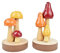 Generisch 2er Set Pilz Trio Holz Fliegenpilz Dekofigur Dekoration Herbst Dekofigur 13,5 cm