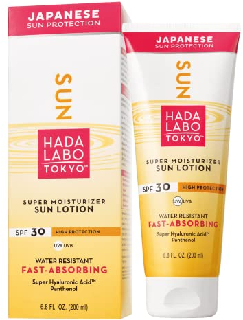 Hada Labo Tokyo SUN Lotion Hochwirksame Sonnencreme mit 30 SPF für Körper Gesicht UVA/UVB Schutz mit Panthenol Hyaluronsäure 200ml