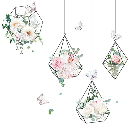 duoyif Wandtattoo Blumen Hängende Wandsticker Pflanzen Blumen Wandaufkleber Blumentopf Kunst Wand Aufkleber Wandbilder Blume Aquarell Wandtattoo Wohnzimmer Schlafzimmer Flur Fenster Wanddeko