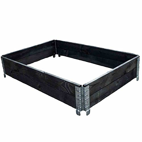 Siena Garden Hochbeet stapelbar 80 x 60 x 19,5 cm, schwarz verzinkte Scharniere