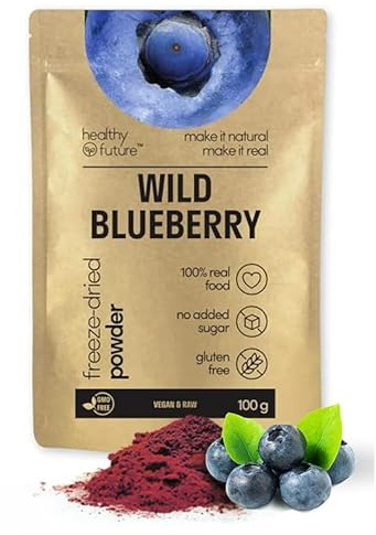 Healthy Future Jamo Wild Blueberry Powder Freeze Dried Food Perfect for Muffins Porridge Smoothies Cakes Natural Superfood No Added Sugar No Preservatives GMO-Free Gluten-Free 100 g