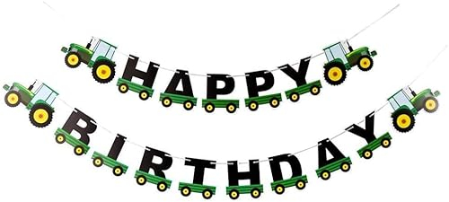 Happium Traktor Geburtstag Banner Traktor Girlande Wimpelkette für Bauernhof Traktor Geburtstag Party Supplies Dekorationen