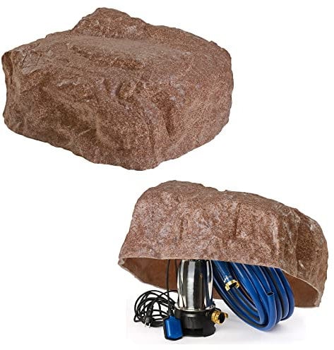Kunstfelsen Für Garten Abdeckung Für Poolpumpe Sandfilteranlage Gullideckel Dekosteine Felsen Für Schachtabdeckung - Hohler Deko Steine groß Für Schachtdeckel Abdeckstein Ø 80cm M-03 Rot (M-03)