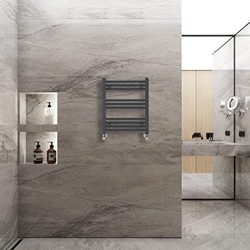 Warmehaus Straight Heated Towel Rail Radiator Ladder Anthracite Grey 600x500mm Central Heating Radiators for Bathroom Kitchen