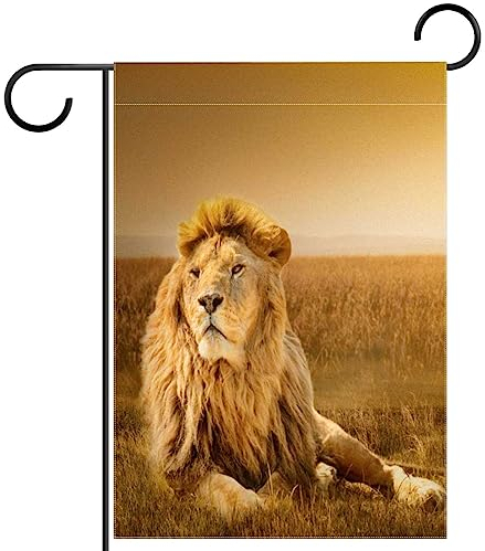 Gartenfahne 28x40,Löwe auf dem Gras,Doppelseitiges vertikales Banner,Farmhouse Yard Decor Outdoor Flags