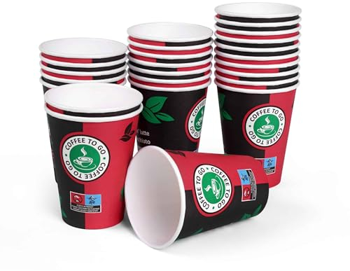 Inoverse 200 stück Pappbecher, Einweg Coffee to Go Becher - 200ml, Kaffee to go Becher Pappe, 8oz Trinkbecher für Tee, Einwegbecher, Papierbecher, Kaffeebecher to go, Kaffeetassen, Ø 80 mm